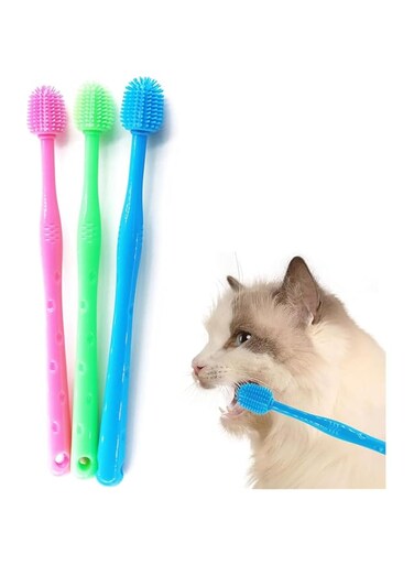 Joyzzz Cat Toothbrush, 3 PCS Silicone Pet Toothbrushes with Storage Case, Full Surround Bristles Dog Cat Toothbrush, 360&ordm; Dog Toothbrush Kit, Easy to Clean, Pet Toothbrush Small to Large Dogs