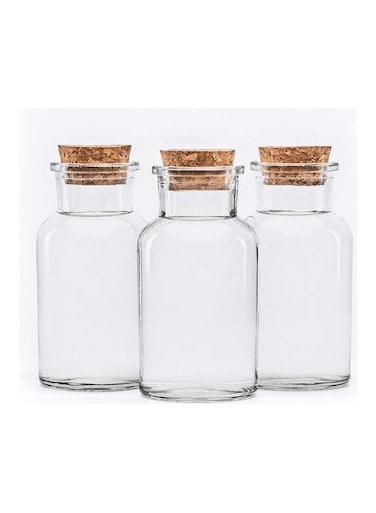 3-Piece Glass Container with Cork Lid Clear 250 x 3ml