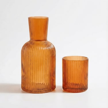 Bedside Glass Carafe + Cup Set - Orange