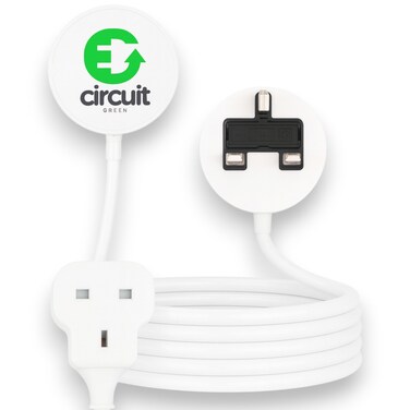 CIRCUIT GREEN Extension Cord 5M – Single Socket UK 3 Pin BS1363 Plug, 13A 3250W Fireproof White Indoor Extension Lead