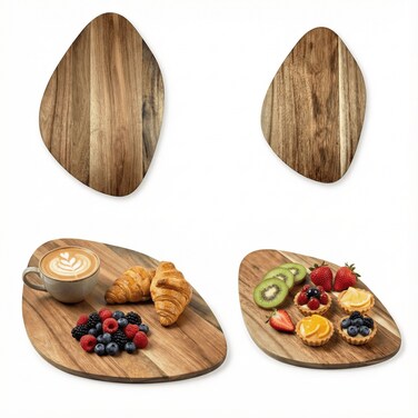 Acacia Wood Serving Boards Set of 2 (Large + Small)