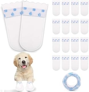 Bolivia's Disposable Dog Shoes, 24pcs Dog Socks Paw Protectors Shoes, White Dog Booties Waterproof Disposable for Dog Cat Pets, Stop Licking Dog Socks Paws, Complete Paw Protection Various Occasions