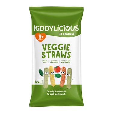 Kiddylicious Veggie Straws , Delicious Snacks for babies , Suitable for 9+ Months , 4x12g