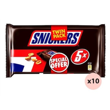 Snickers Peanut Chocolate Bar, 45g Pack of 10