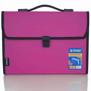 Maxi Expansion File with Handle, Pink, 13 Grids