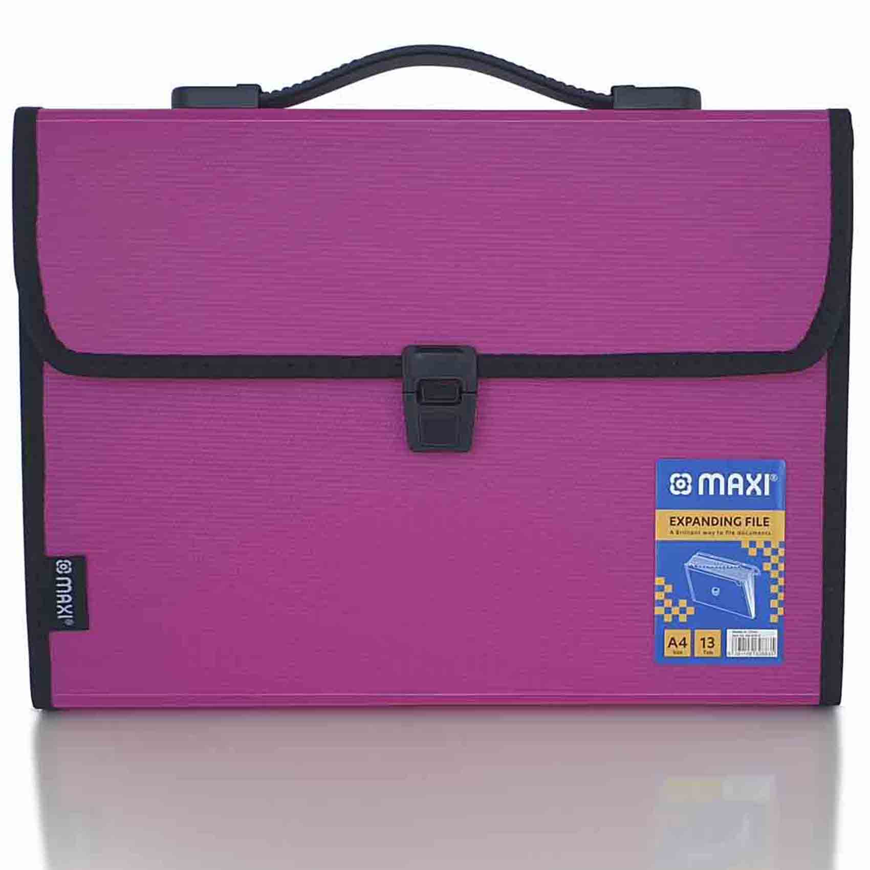 Maxi Expansion File with Handle, Pink, 13 Grids