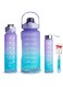 Original Hight Quality 3 Water Bottle Sport 2L+900ml+500ml Motivational Time Marker,Straw,Phone Holder, Plastic, Adults Kids Fitness Office Gym Home Outdoor School Exercise Protein shake Leak Proof