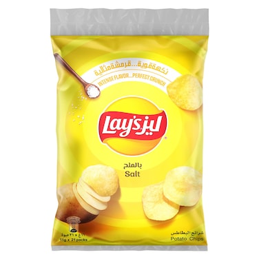 ليز رقائق البطاطس بالملح ، 11 غرام، حزمة من 21