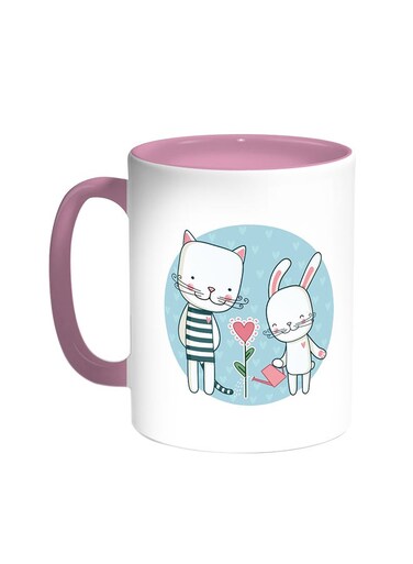 Plant Love Printed Coffee Mug Pink/White
