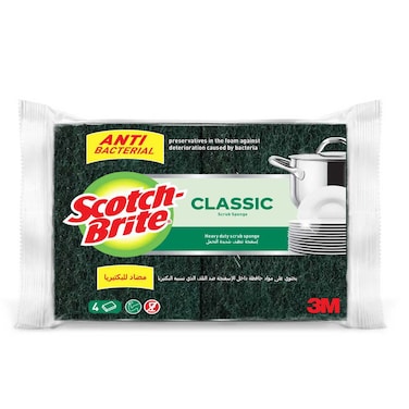 3M Scotch-Brite Classic Antibacterial Laminate 4 Scrub Sponges