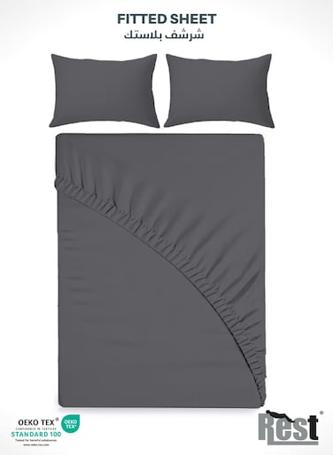 3-Piece Silver Plush 120x200+25cm Fitted Bedsheet Set Includes 1 Deep Pocket Fitted Bedsheet and 2 Pillow Covers, Breathable and Machine Washable