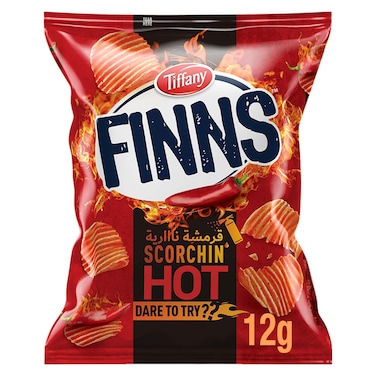 Finns, Tiffany Finns Crinkled Potato Chips Scorchin' Hot, 12g