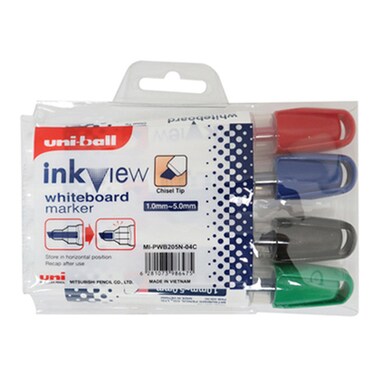 يوني بال إينكفيو قلم سبورة بيضاء 1.0-5.0 ملم 4 قطع