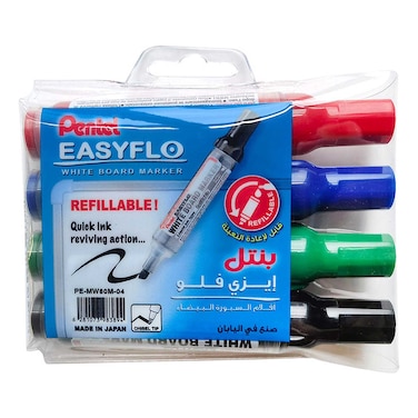 Pentel Easyflo White Board Marker 4 PCS
