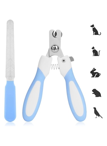 Mumoo Bear Dog Nail Clipper with Nail File, Stainless Steel Cat Nail Clipper Professional Pet Nail Clipper Suitable for Puppies Kittens with Safety Lock and Protective Guard (Blue)