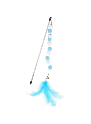 SHANTO Teaser Wands for Kittens Playing, Interactive Cat Toy With Feather and Bell for Indoor Cats, Cat Toys for Indoor Cats Kitten Interactive Training (Blue)