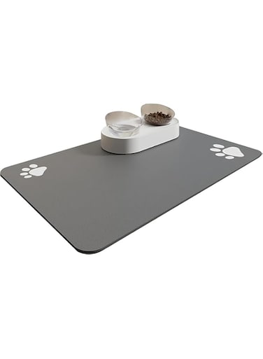 AquaFalcon Absorbent Pet Feeding Mat - Keep Your Floors Clean and Dry with Our Quick-Dry Dog Mat for Food and Water Bowls in Dark Gray