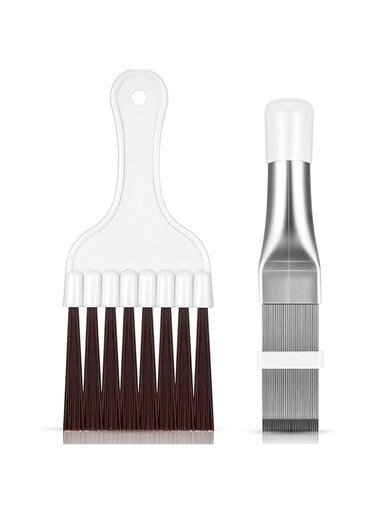 Air Conditioner Condenser Fin Comb, Fin Cleaning Brush Air Conditioner Fin Cleaner Refrigerator Coil Cleaning Whisk Brush Metal Fin Evaporator Radiator Repair Tool (1 PCS Large + 1 PCS Small)