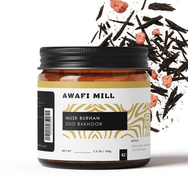 AWAFI MILL Musk Burhan Oud Bakhoor 100g   Amber Musk, Florals &amp; Creamy Oud
