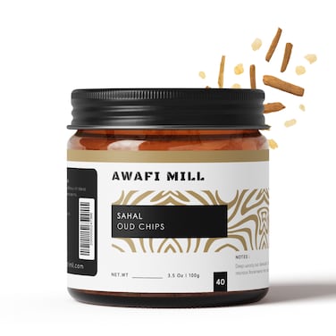 AWAFI MILL Sahal Oud  100g   Agarwood Chips &amp; Frankincense Blend