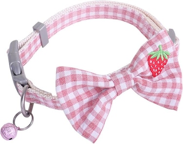 Cozy Paws Adjustable Pet Collar Bow Tie With Bell - Medium (36-40cmx1.5cm)-Pink