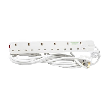 Terminator 6 Way Power Extension Socket 3M Cable 13A