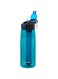 mountop Portable Water Filter Bottle - Emergency Water Filtered Bottle with 2-Stage Integrated Filter Straw for Hiking Backpacking and Travel BPA Free 22oz, Cyan