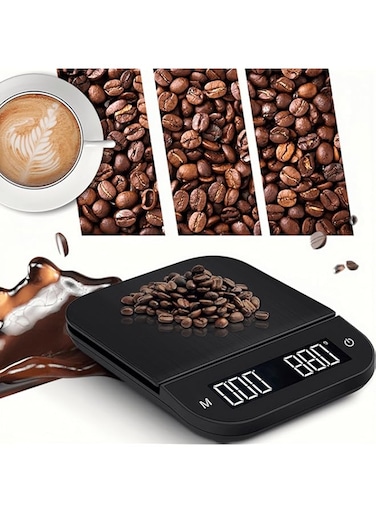 TERRIFI Multifunctional Digital Coffee Scale, LED High-Definition Large Screen Display, Auto Timer and Tare, 3KG/0.1g High Precision Auto Pour or Espresso Portable Scale
