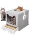 Yoawllty Cat Litter Box, Cat Toilet with Litter Cleaning Scoop, Foldable Enclosed Splash-Proof L Cat Litter Box, Easy to Installation and Clean, Kitten Potty Training