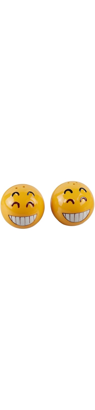 Goldedge Ceramic Round Salt and Pepper Shakers 2pc Set - Ideal for Dining Table, Home, Kitchen, and Restaurant Use with Emoji Face Designs: Laughing