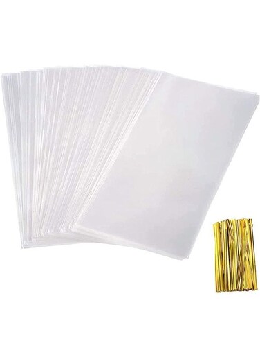 Cellophane Bags 100 pcs Cellophane Treat Bags For Gift Wrapping Wedding Cookie Birthday Cake Pops Gift Candy Buffet Supplies