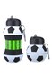 Collapsible 500ml Water Bottle Soccer Clip-On Silicone Foldable Tumbler for Kids, Portable Flexible Water Cup with Carabiner, BPA Free Leak Proof for Travel Camping Hiking Sport