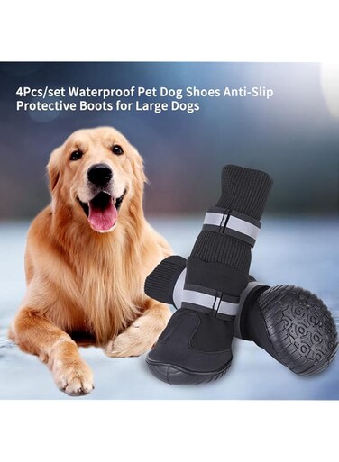Pet Shoes, Dog Shoes, No Slip Soles Design 4Pcs/set Anti Rutsch Set Dog Paw Protector Paw Dog Boot(blue, XL)
