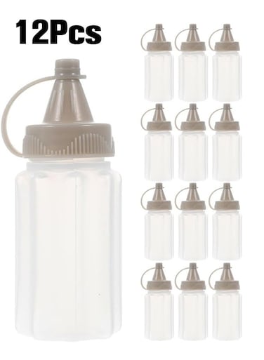 12Pcs Mini Squeeze Bottles for Sauces Reusable Plastic Condiment Containers Leak-Proof Portable Dressing Dispensers for Bbq Lunch Box