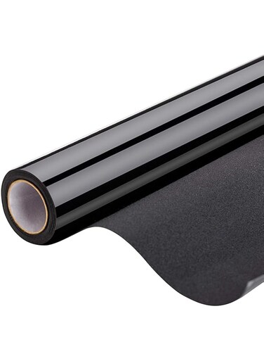 BPA Blackout Window Film, Static Cling Window Tint 100% Light Blocking Glass Window Cover for Home Privacy, Room Darkening, Nap Time, Night Working, Baby Room, Day Sleeping Black, 17.7x157.4 Inch)