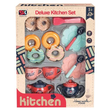 شونلي كاي مجموعة اللعب من أدوات المطبخ الفاخرة للشاي والدونات