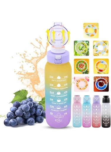 KASTWAVE Air Water Bottle with Flavor Pods 1L With 7 Flavour pods, Sports Starter Up Set BPA Free Drinking Bottles with Straw, Water Bottle Scented 0 Sugar 0 Calorie New Fruit Fragrance Water Bottle