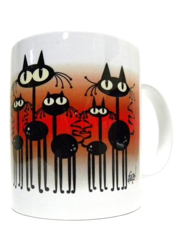 Black Cats Printed Mug Multicolour