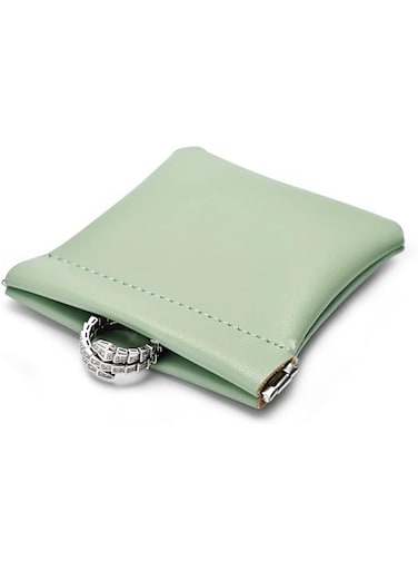 Oasisgalore PU Leather Jewelry Travel Bag Leather Jewelry Pouch Christmas,Wedding Party Favor Gift Bag (L, Green)