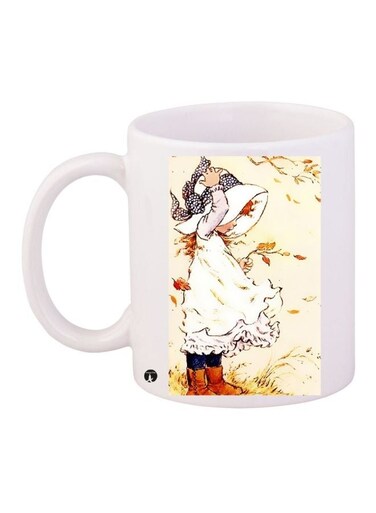 Little Girl Printed Coffee Mug White/Beige/Black 11ounce
