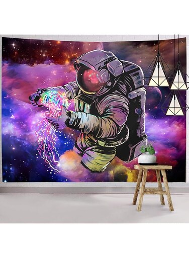 BPA Cool Spaceman Tapestries Colourful Tie Dye Wall Hanging Hippie Fantasy Outer Space Astronaut Wall For Bedroom Dorm Decorations