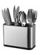 4 Compartments Large Stainless Steel Utensil Holder   Rust-Proof Kitchen Caddy with Anti -Skid Feet &amp; Drain Holes   Cutlery Organizer for Spoons   Forks, Knives   Chopsticks   Countertop Storage Stand