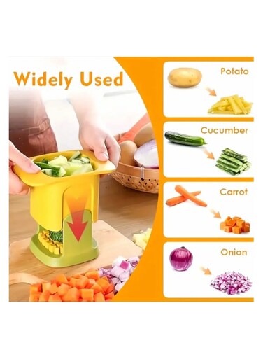 Stainless Steel Manual Vegetable Chopper &amp; Slicer &acirc;&euro;&ldquo; Multi-Function Cutter for Onion, Potato, Carrot, Cucumber &amp; More &acirc;&euro;&ldquo; Handheld Ergonomic Design, No Electricity Required, Ideal for Home &amp; Hotel Use