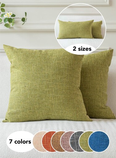 moment Set of 2 Olive Linen Cushion Cover Decorative Throw Pillow Covers Farmhouse Pillow Covers with Cross for Couch Sofa Bed Living Room Home Decor