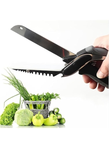KASTWAVE Vegetable Cutter, All-Purpose Kitchen Scissors for Cutting Meat, Vegetables, Fruit, Salad, Chicken, Sharp Heavy Duty Shears with Cutting Board, Dishwasher Safe, Veggie Chopper Gadgets