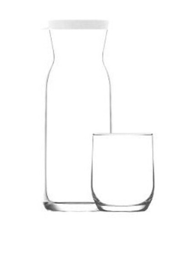 7 Pieces Fonte Beverage Set 1200 Ml Carafe And 6 Pieces 315 Ml Tumbler - Clear