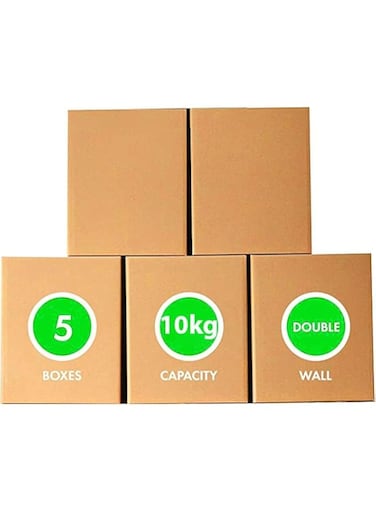 [5 pack] 10kg Carton box, Cardboard, for moving shipping and packing Capacity 35x35x35cm