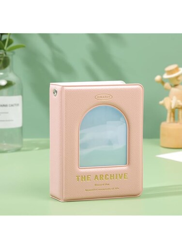 Bolivia's Mini Photo Album, 3 Inch Hollow Photocard Binder Holder with 40 Pockets, Kpop Photocard Holder Book, Photo Album for Collecting Picture Name Id Business Cards Camera Cards (Pink)