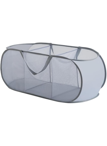 DDongdongqiang Laundry Basket Clothes Hamper Clothe Sorter Bin,Collapsible Clothes Washing Laundry Hamper,Travel Hamper, Mesh Pop Up Laundry Hamper with Carry Handle (3 Sections)