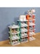 PLATU Removable Stackable Shoe Rack, Living Room Plastic Shoe Rack, Multi-layer Folding Shoes Storage Organizer, Plastic Shoes Cabinets Home Supplies (blue, 5 Layers)
